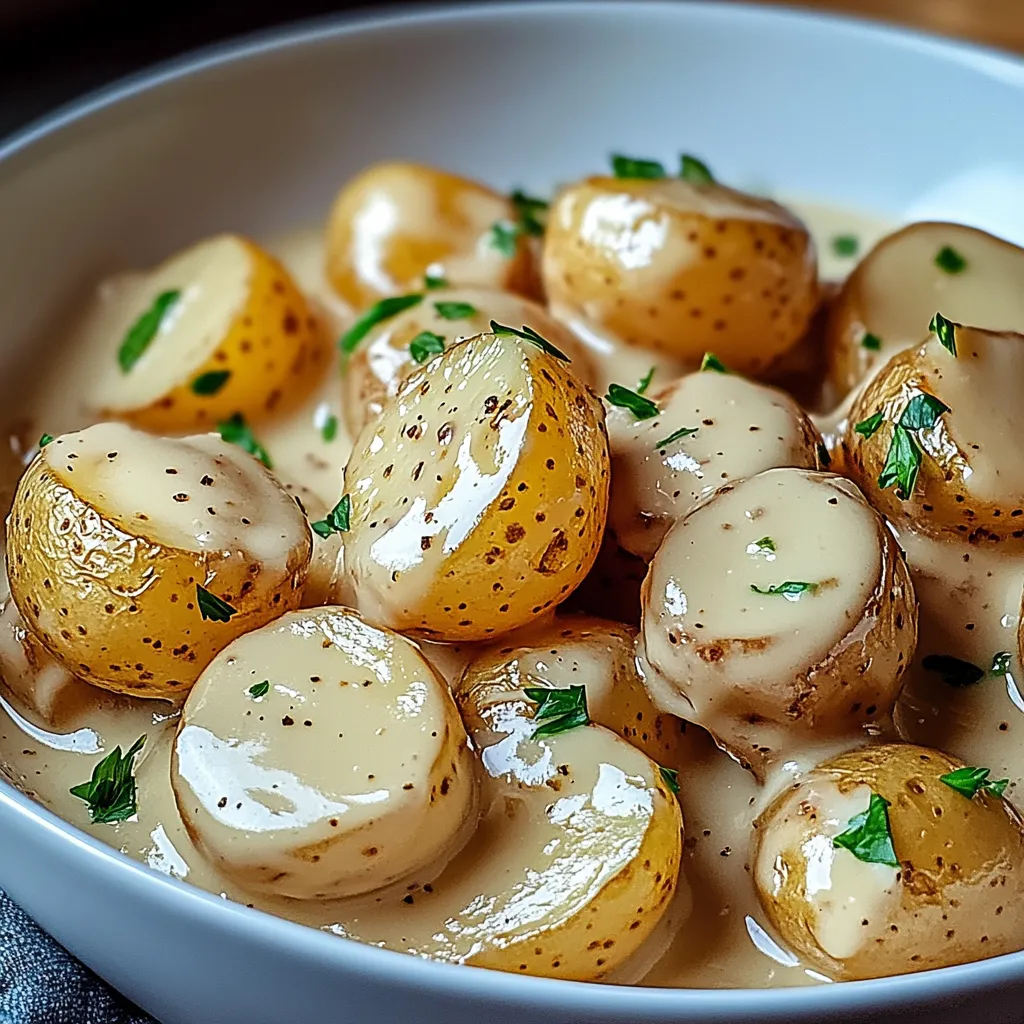 Creamy Garlic Sauce Baby Potatoes