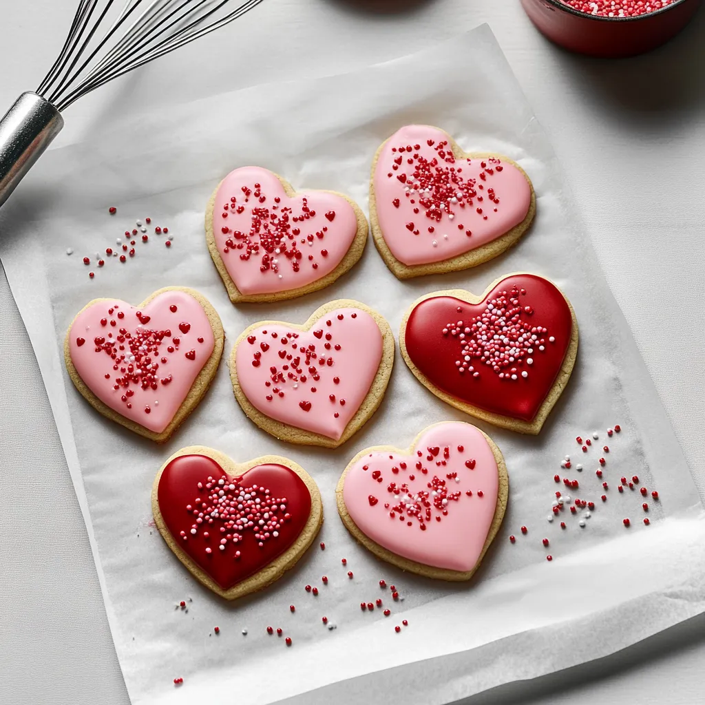 Cute heart cookies with colorful icing for Valentine's Day