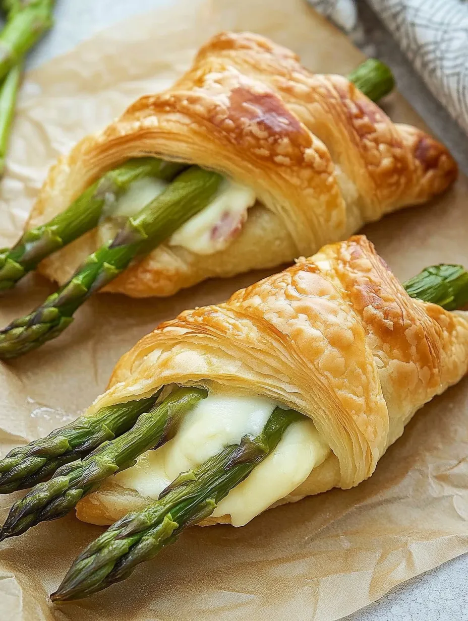 Ham, Cheese, and Asparagus Wrapped in Flaky Puff Pastry – Crunchy, Savory, and Mouthwatering