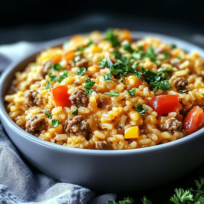 A bowl of rice with meat and vegetables.