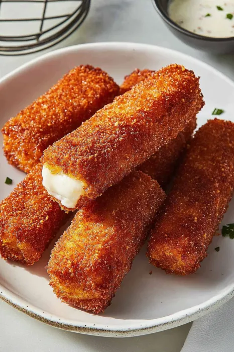 A plate of breaded food.