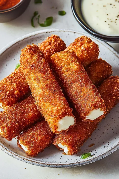 A plate of breaded food.