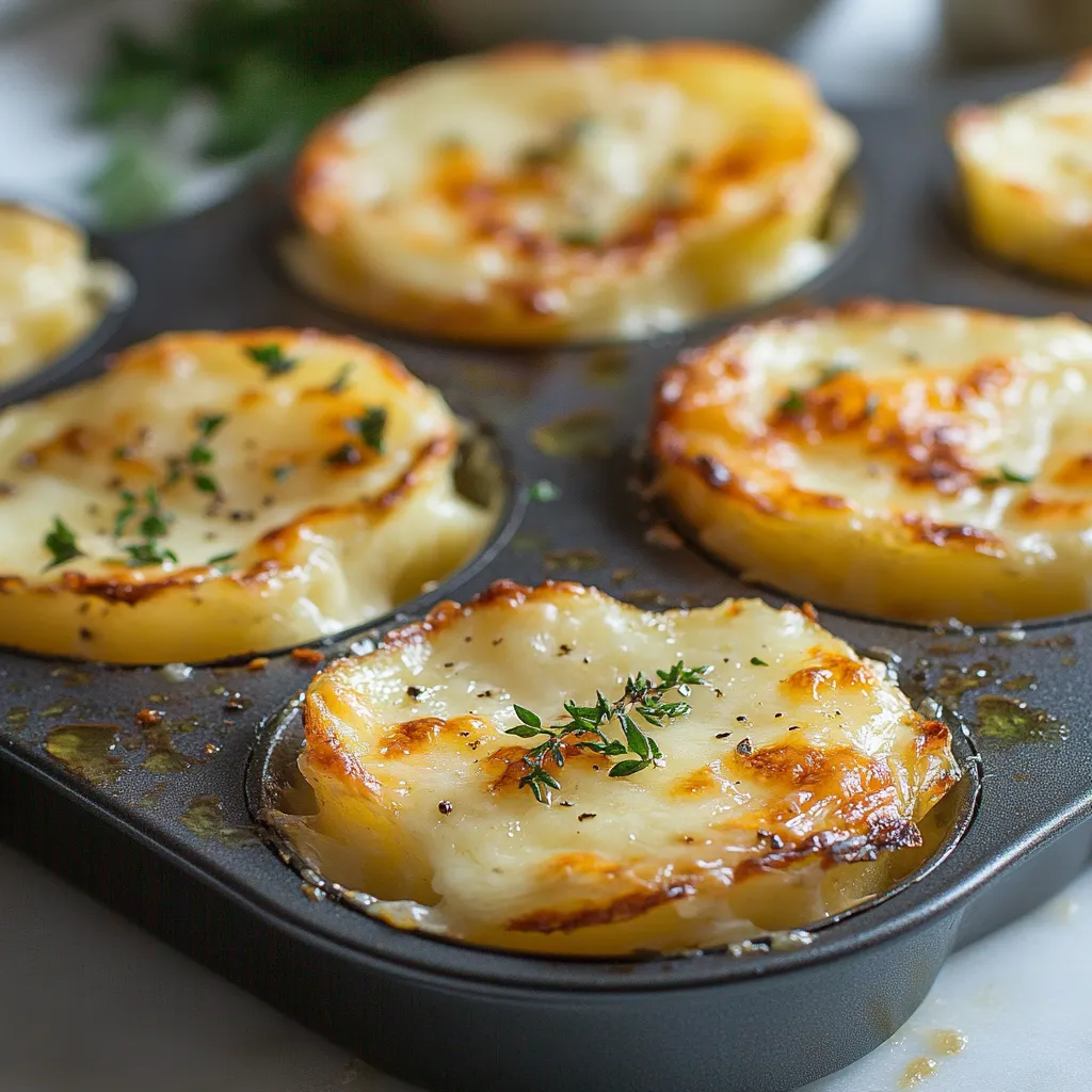 A pan of muffins with cheese and herbs.