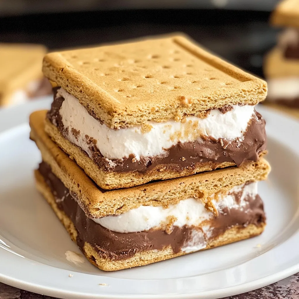 A stack of three chocolate and white marshmallows.