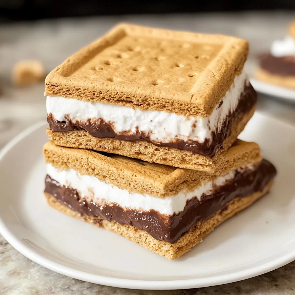 A stack of three chocolate and white marshmallows.