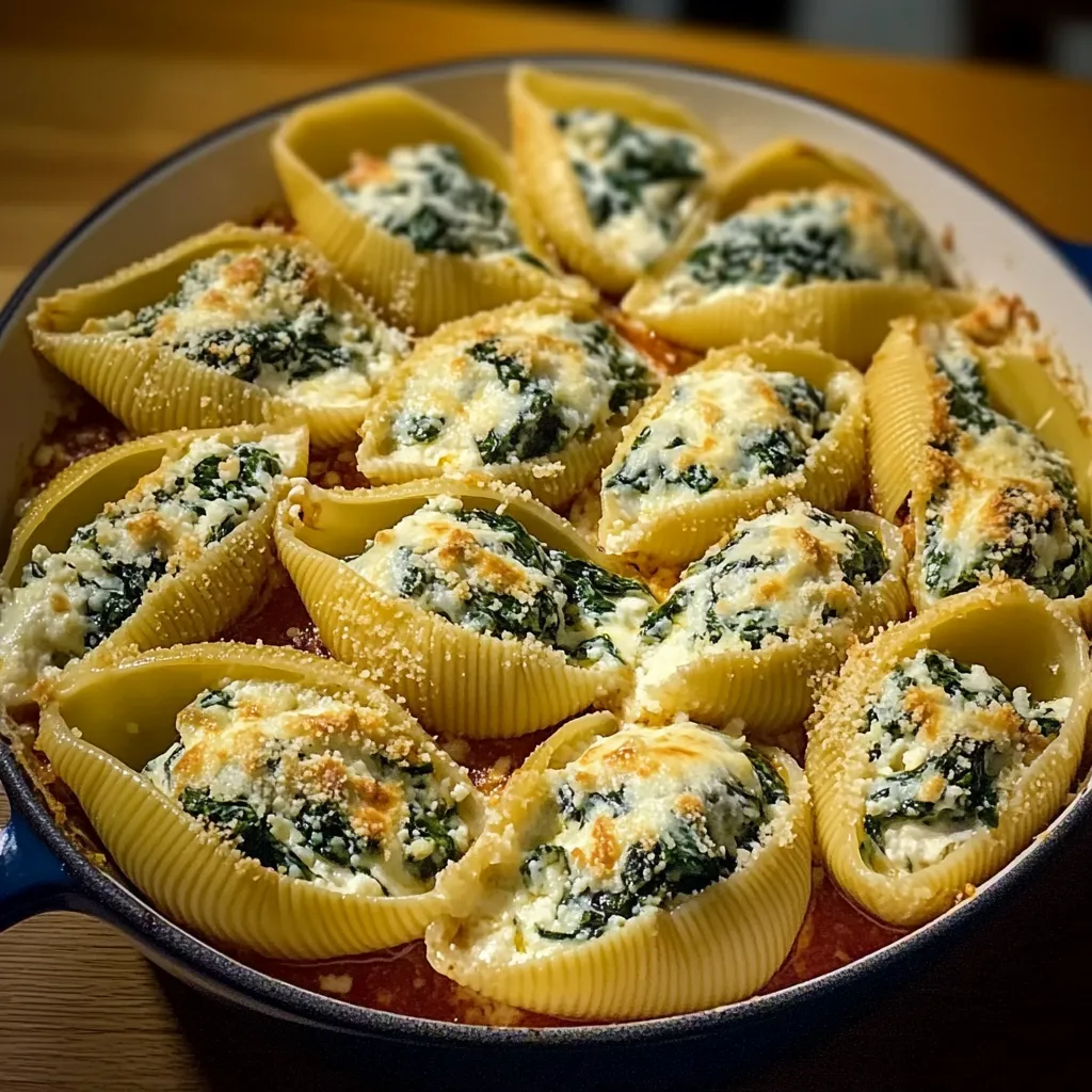 A bowl of pasta with cheese and spinach.