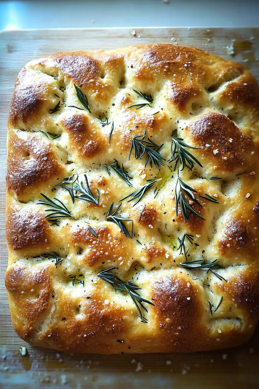 A loaf of bread with herbs on top.