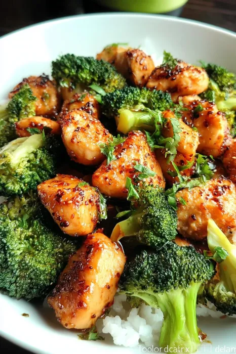 A plate of food with broccoli and chicken.