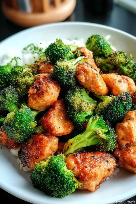 A plate of food with broccoli and chicken.
