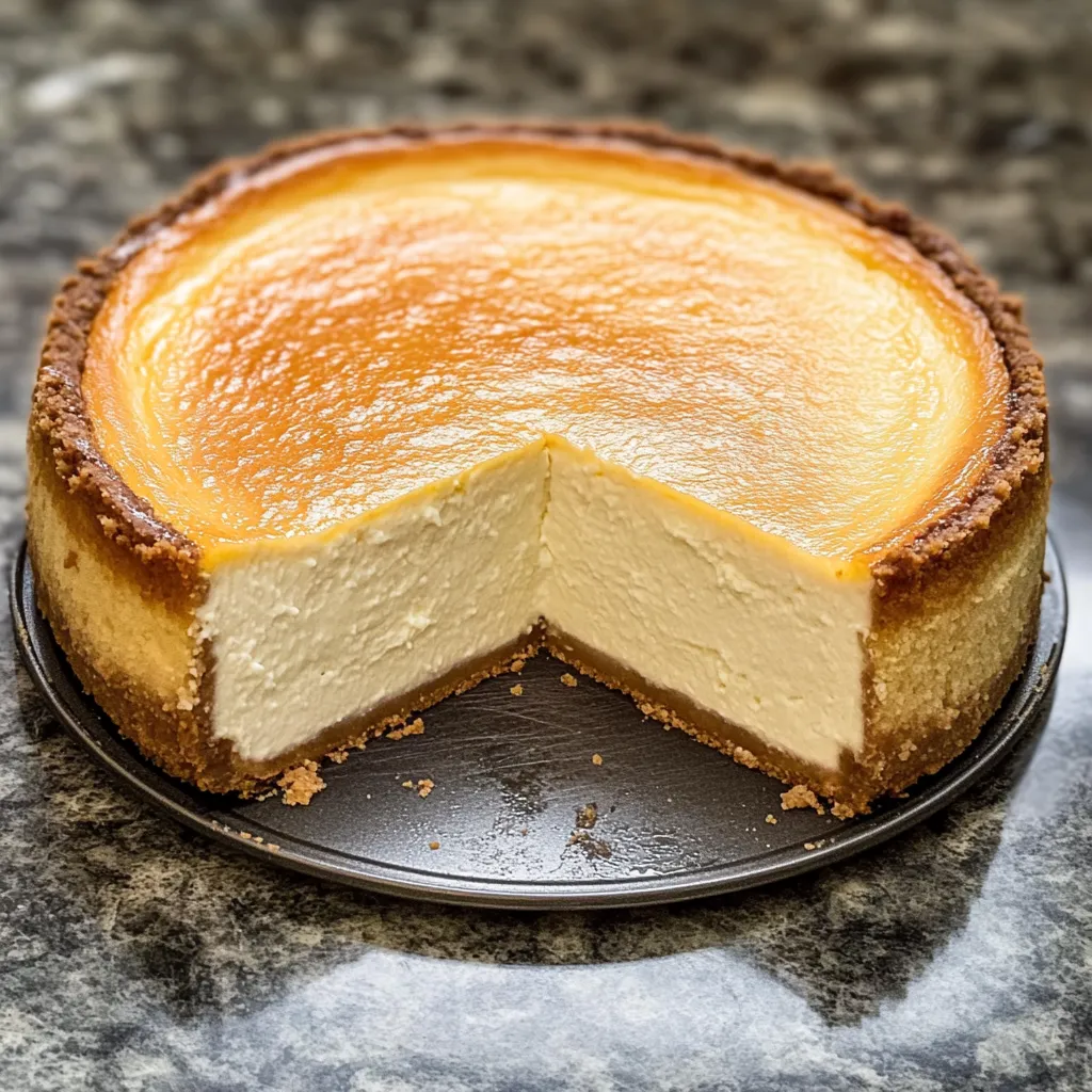 A slice of cheesecake on a plate.