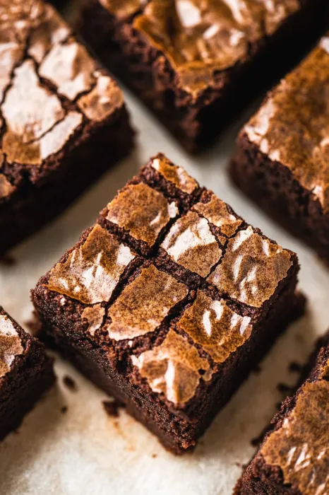 A square of chocolate cake with white frosting.