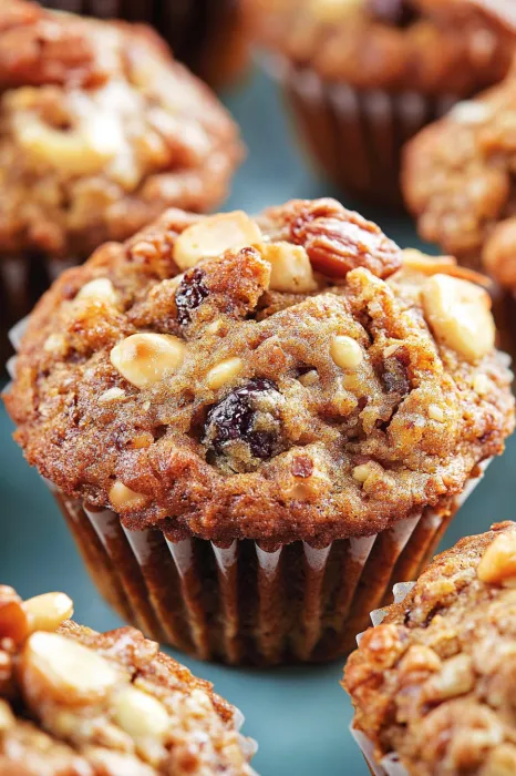 A cupcake with nuts in it.