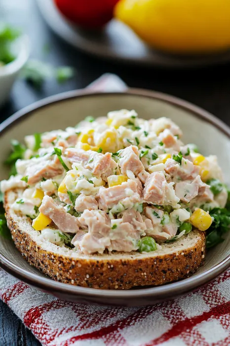 A bowl of food with a sandwich on top.