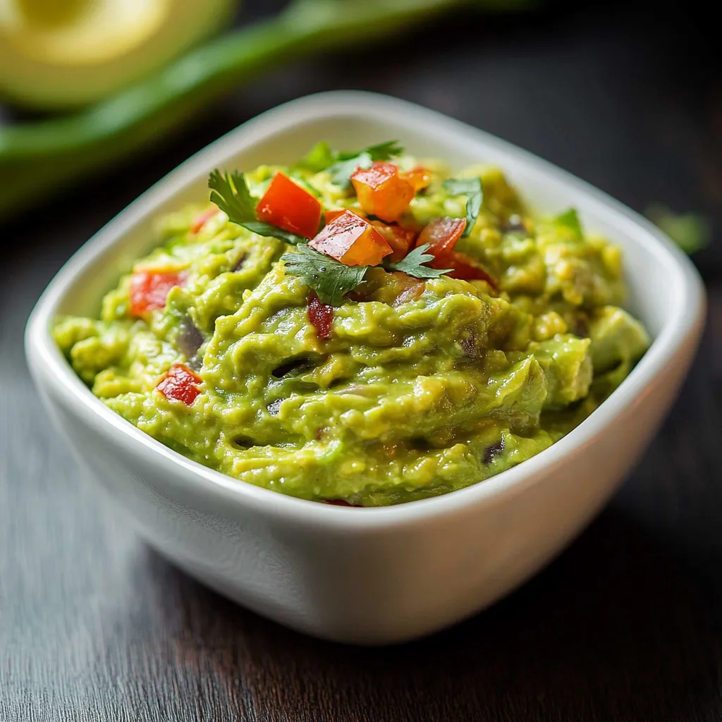 A white bowl of salsa with tomatoes and avocado.