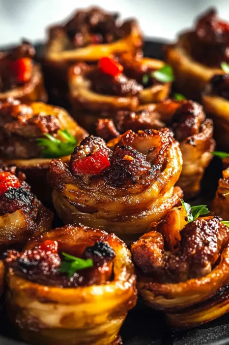 Sliced meat wrapped in a pastry.