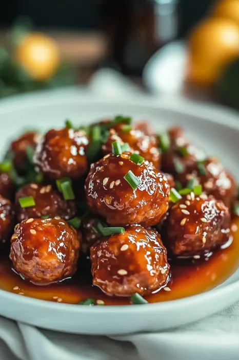 A bowl of meatballs with sauce.