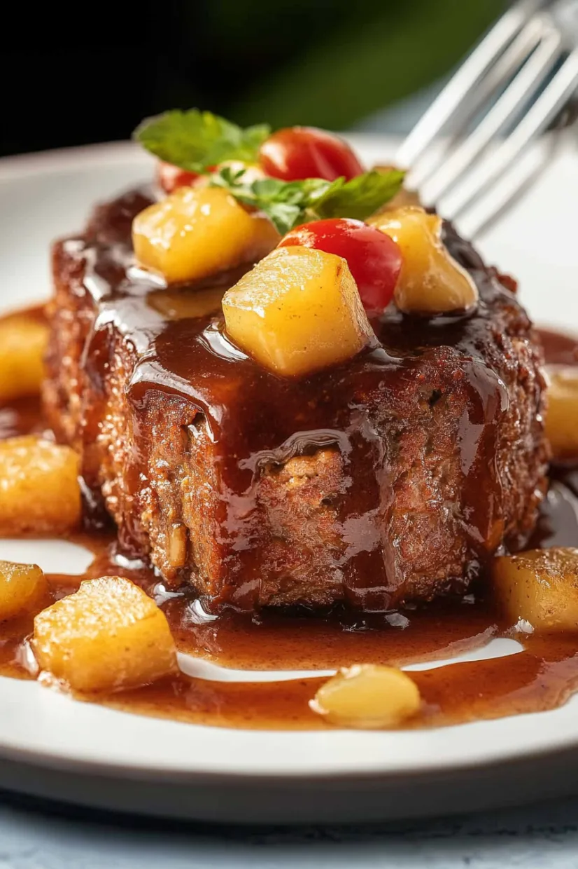 A piece of meat with a sauce on it.