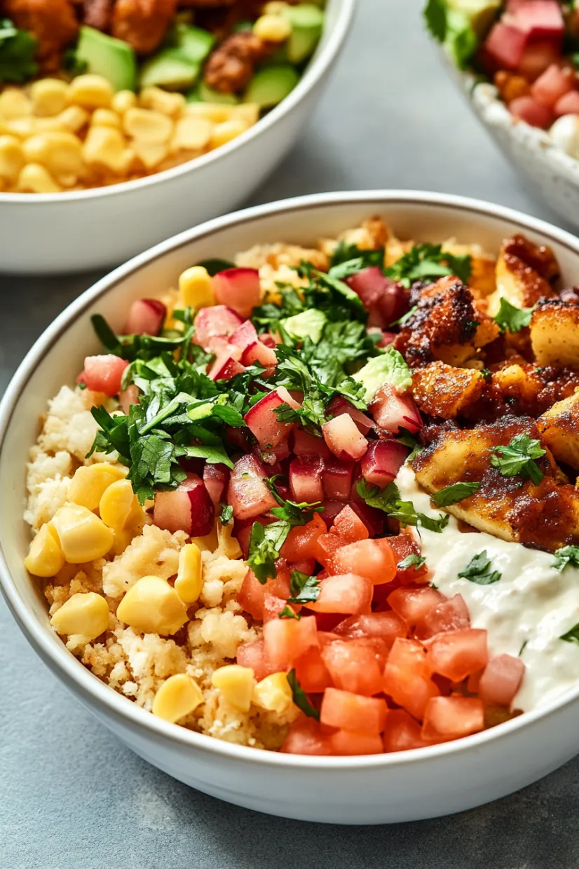 A bowl of food with tomatoes, lettuce, and rice.
