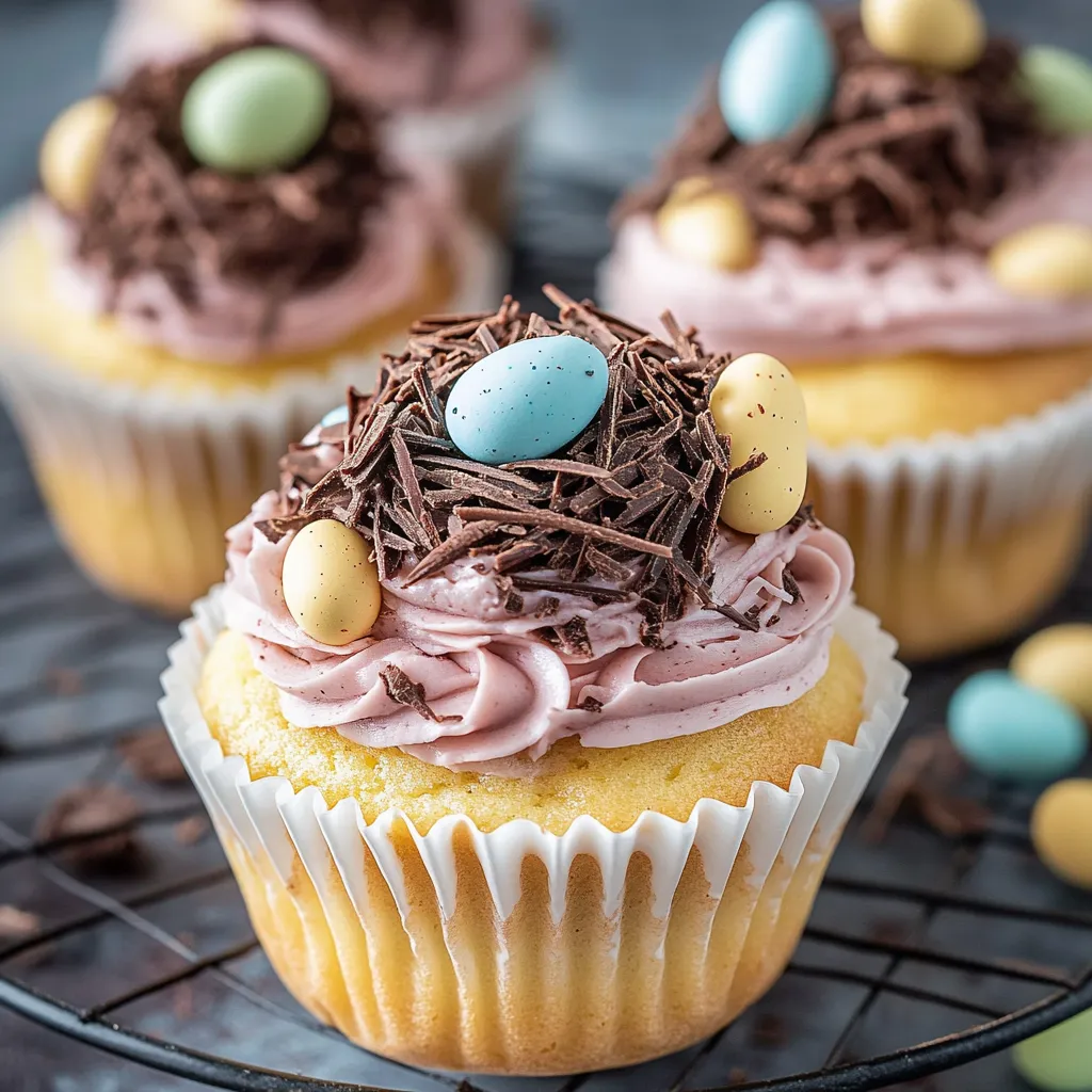 A cupcake with chocolate and marshmallows on top.