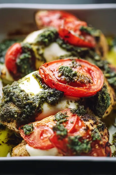 A plate of food with tomatoes and cheese.