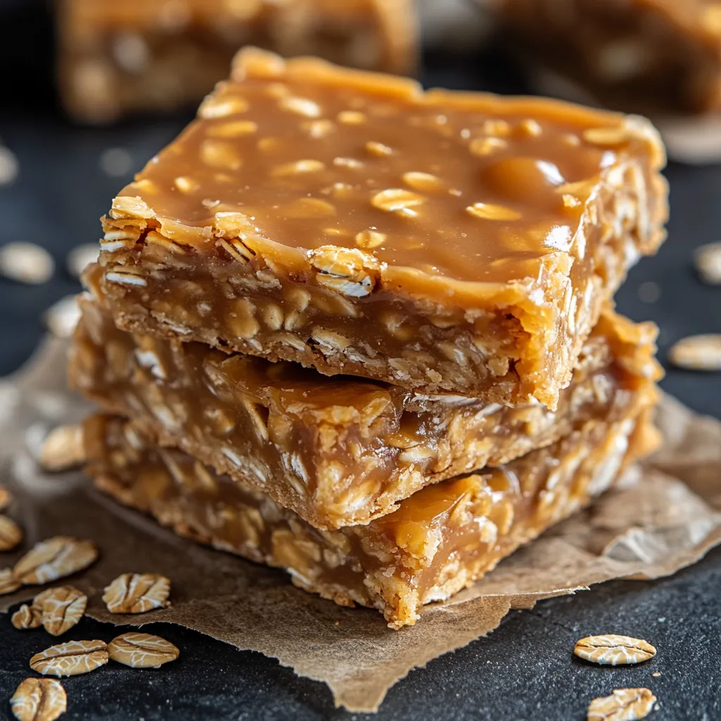 A stack of oat bars with nuts.