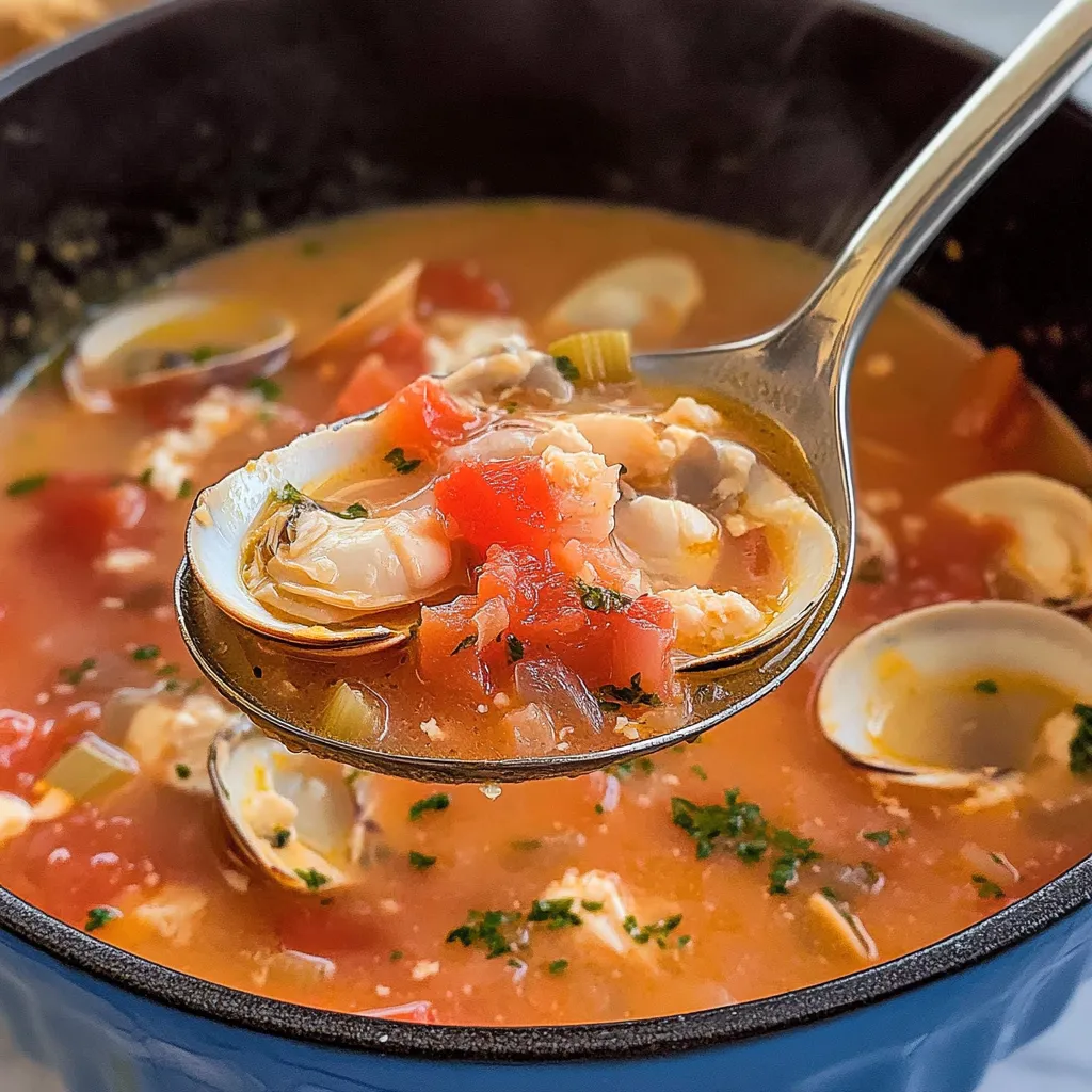 A spoon rests in a hearty soup bowl.