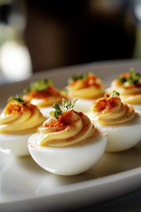 A plate of eggs with sauce on top.