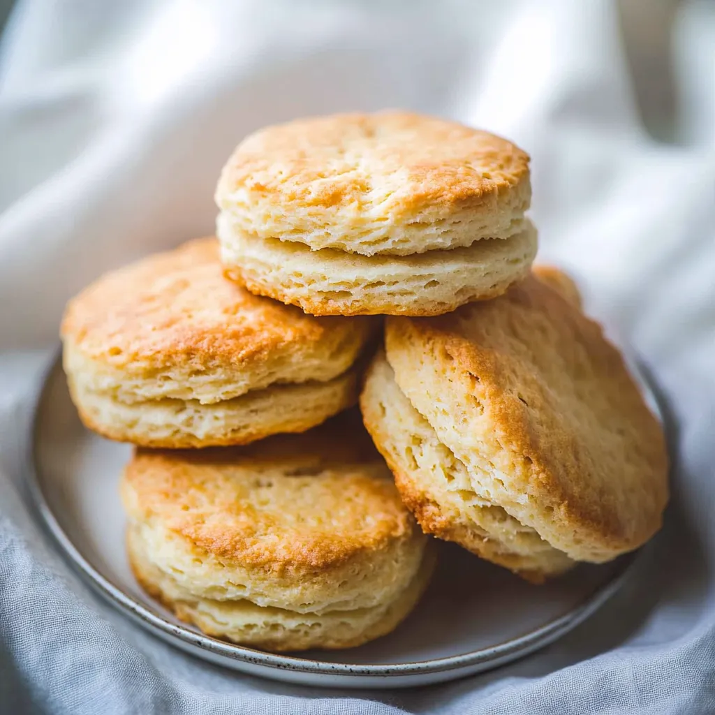 A pile of golden biscuits on a plate.