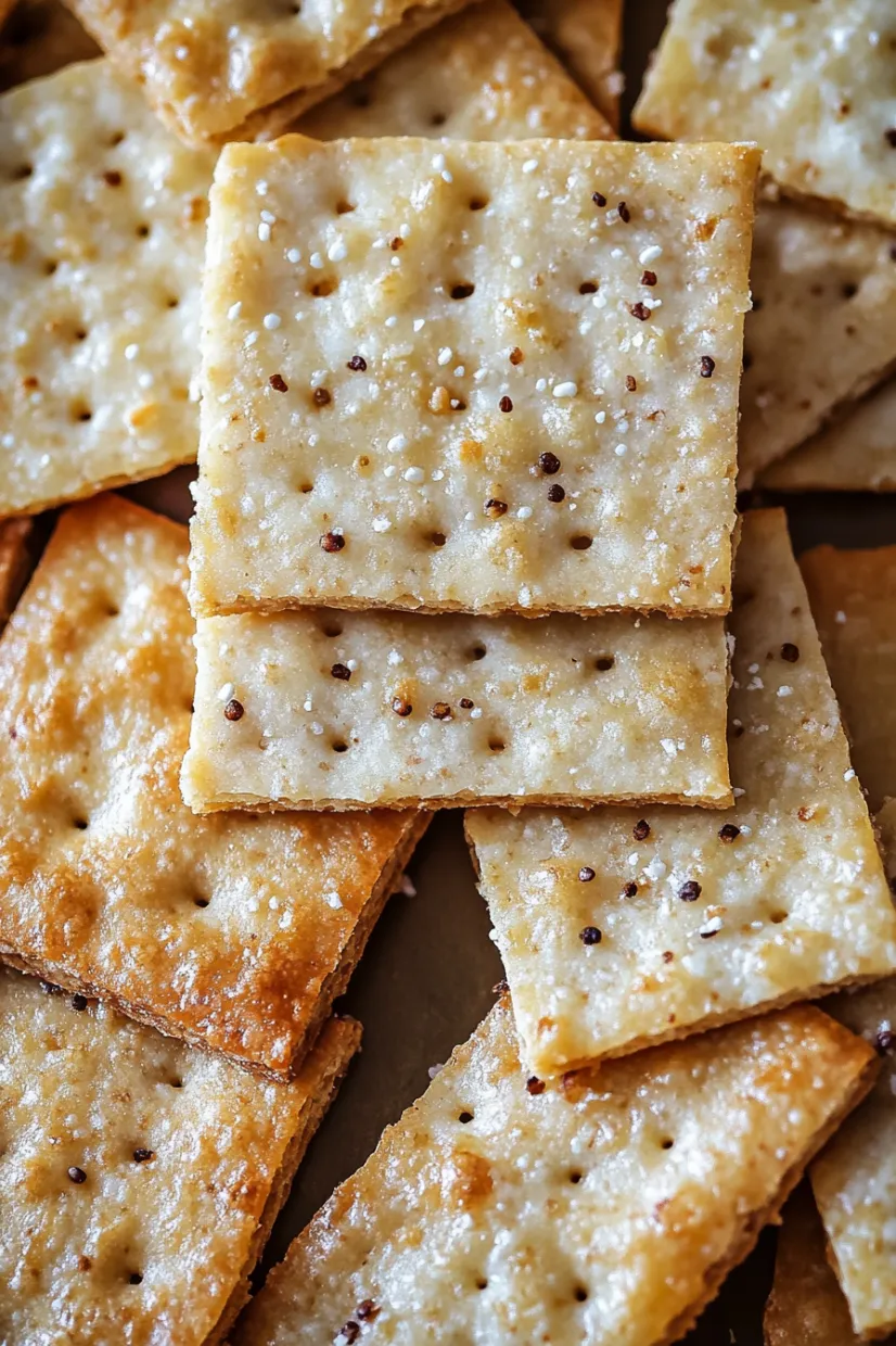 A close up of a white and brown cracker.