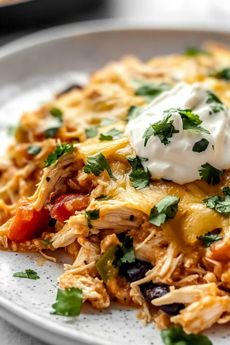 A plate of food with a dollop of sour cream on top.