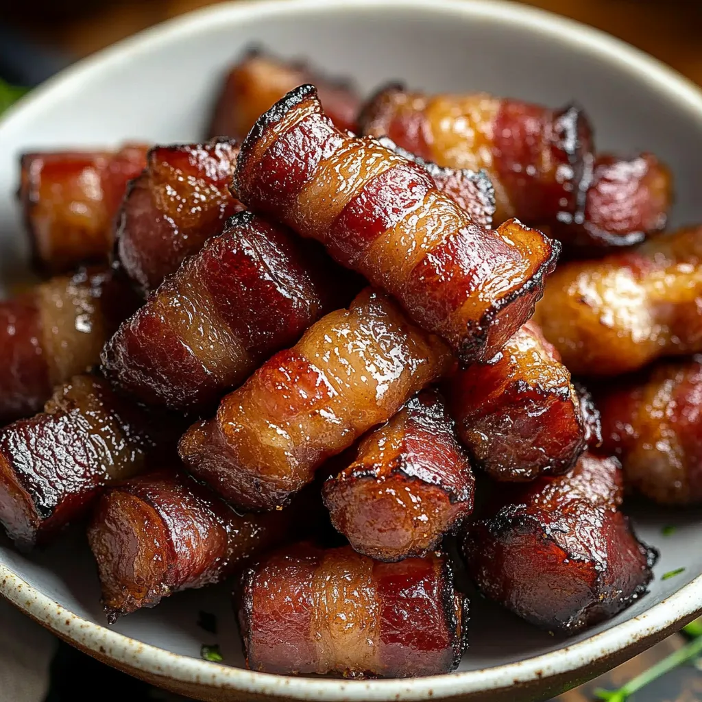 A bowl of smoky bacon bites.