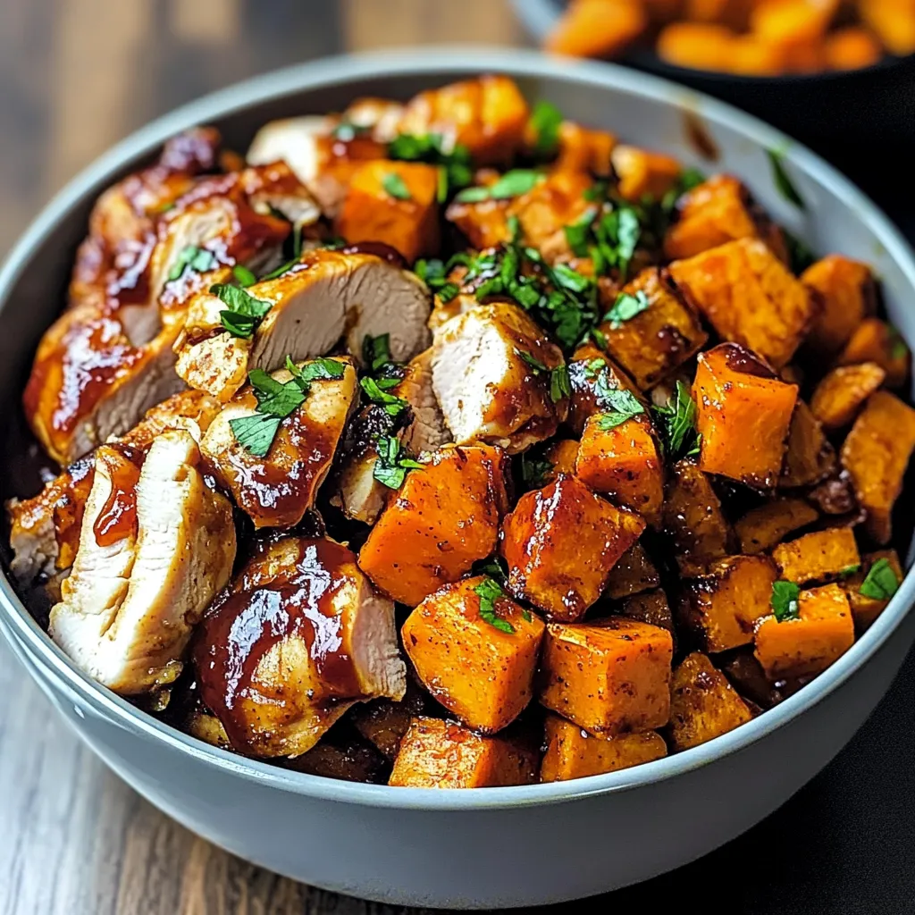 A bowl of food with chicken and vegetables.