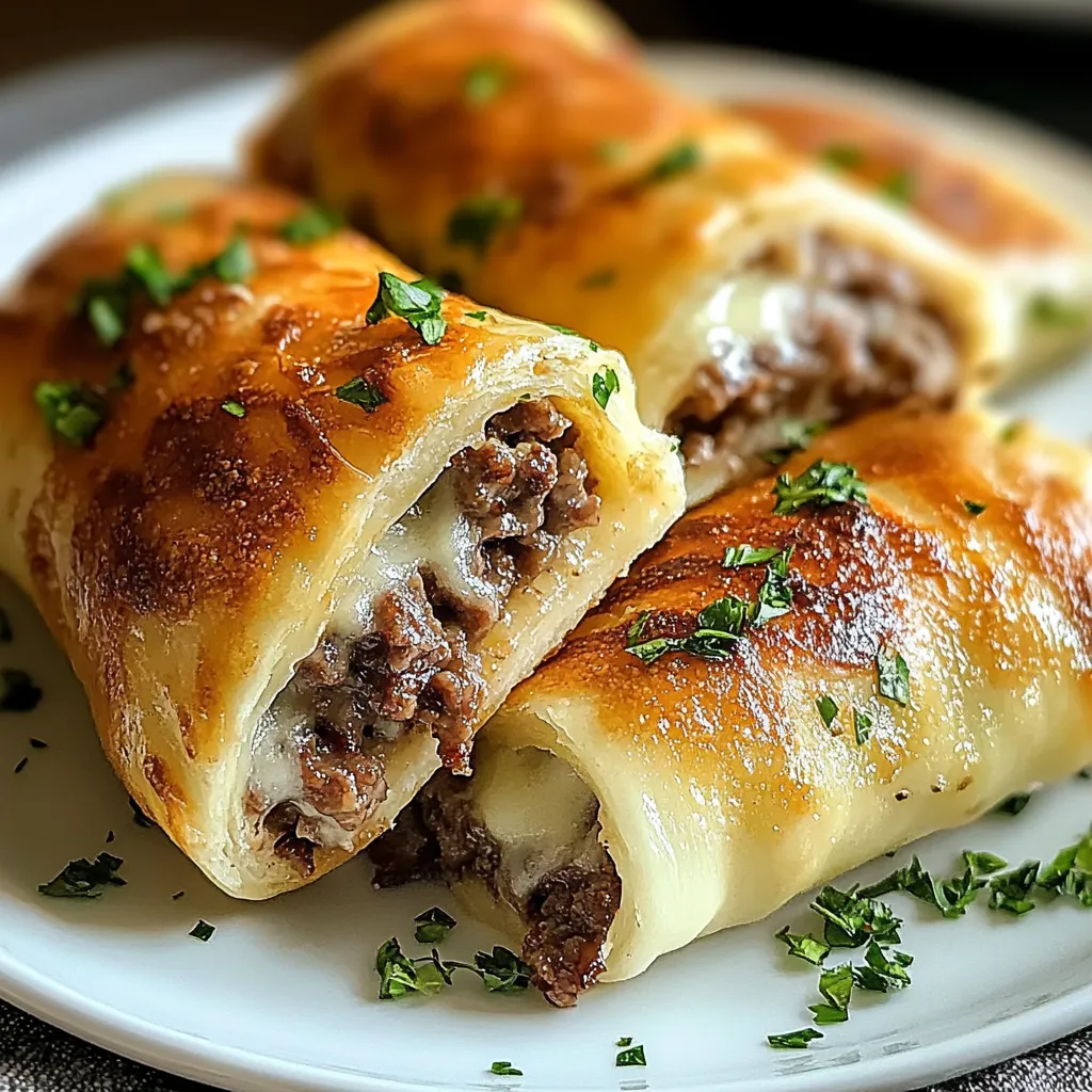 Plate of cheesy meat-filled snacks.