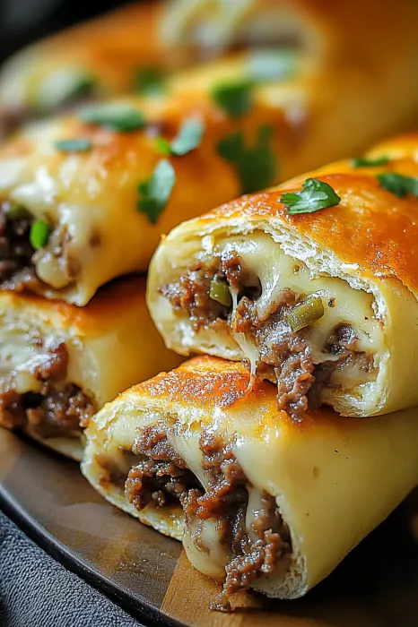 A plate of meat and cheese filled pastries.