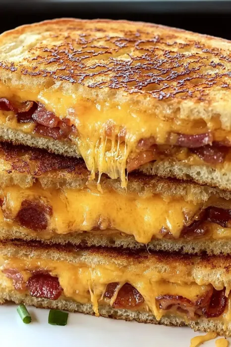 A stack of grilled cheese sandwiches.