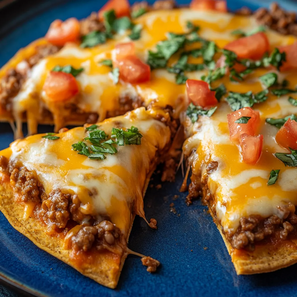 A cheesy pizza slice with diced tomato on top.