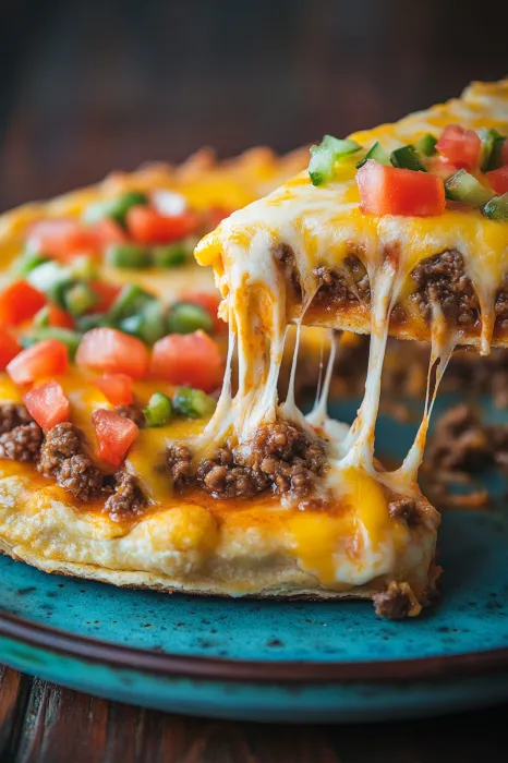 A slice of pizza with tomatoes and cheese.