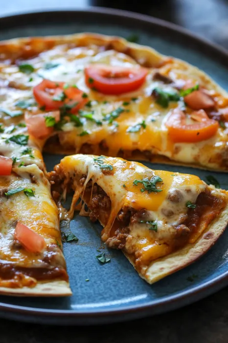 A slice of pizza with tomatoes and cheese.