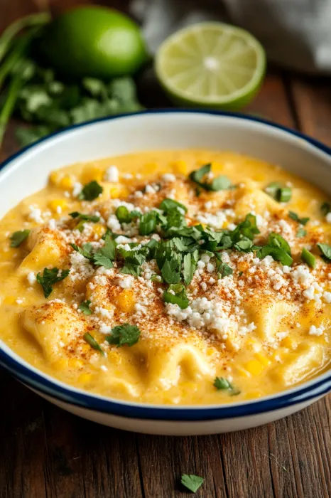 A bowl of soup with a spoon in it.