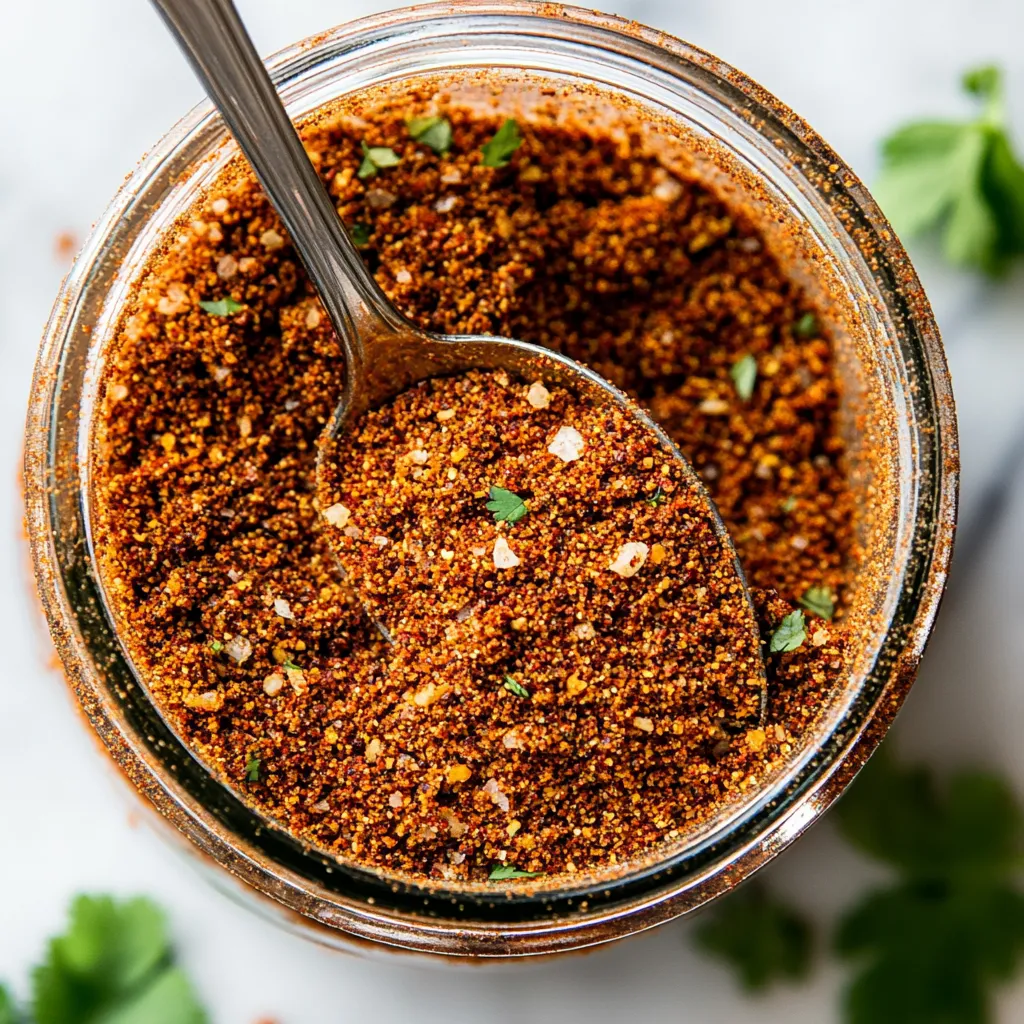 Spice jar with spoon for seasoning.