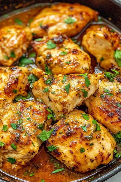 Chicken with green herbs.