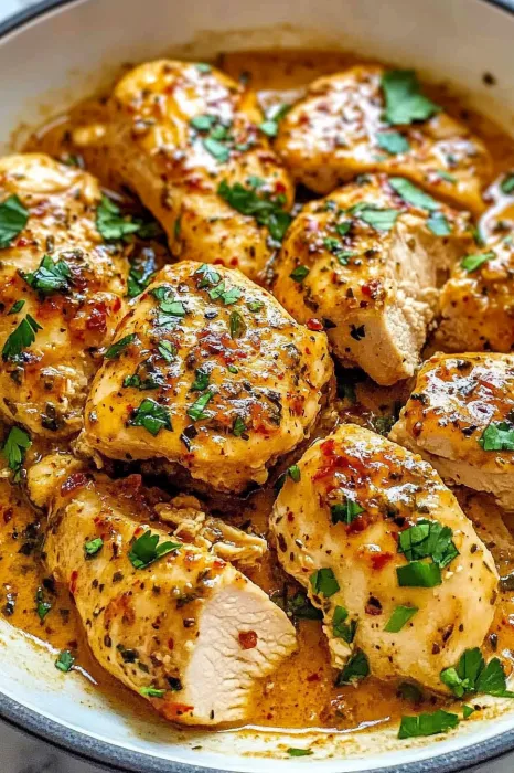 Chicken with spices and herbs.