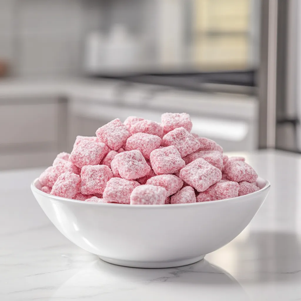 A pink candy-filled bowl.
