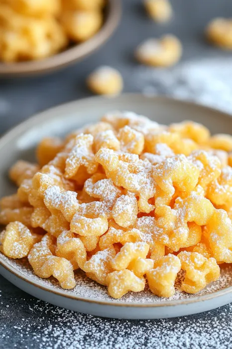 A plate of food with powdered sugar on top.