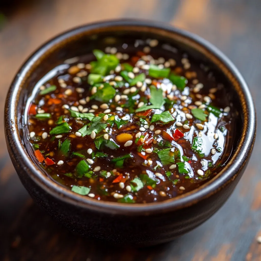 A food bowl topped with green and red garnishes.