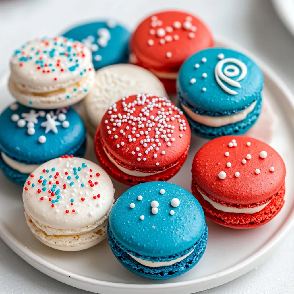 A plate of bright macaron cookies.