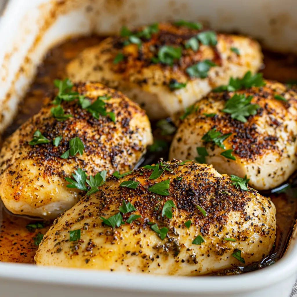 Chicken cooked and topped with fresh herbs.