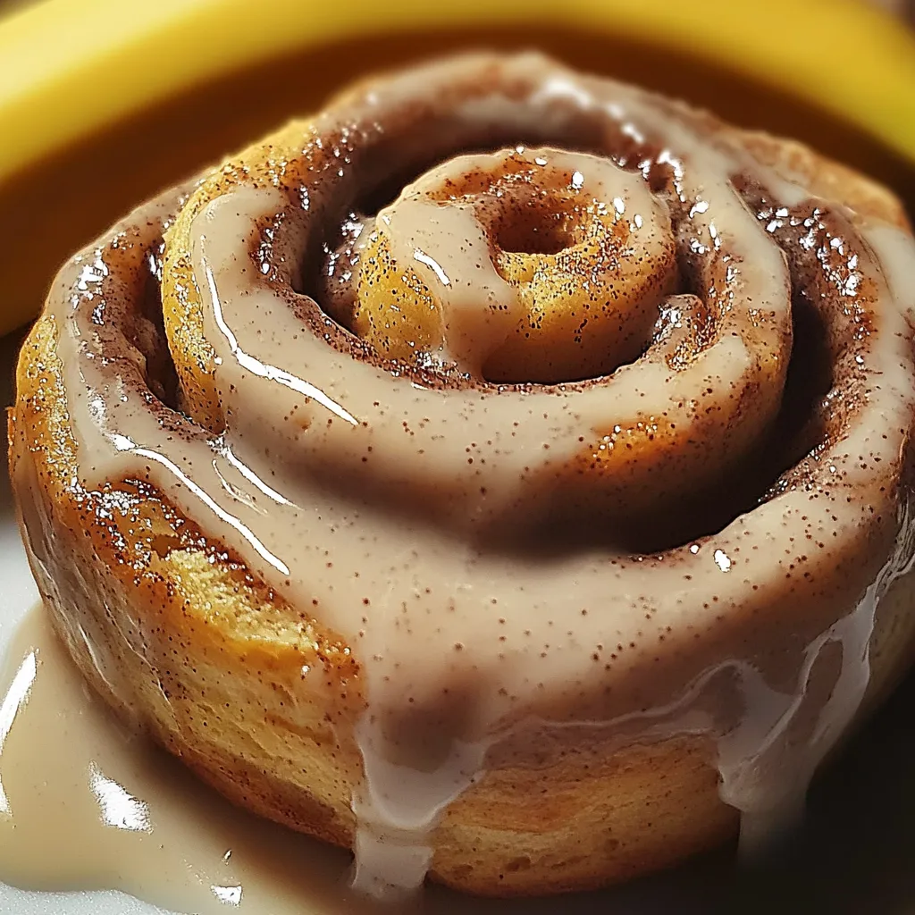 A frosted pastry with a banana beside it.