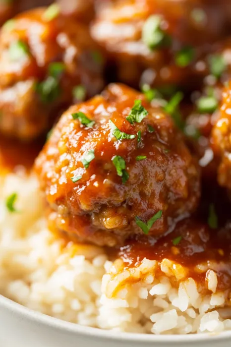 A plate of meatballs covered in sauce.
