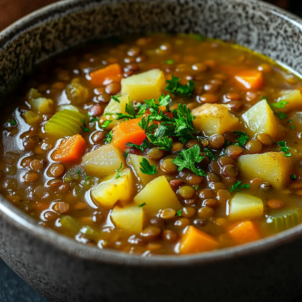 Bright soup filled with veggies and greens.